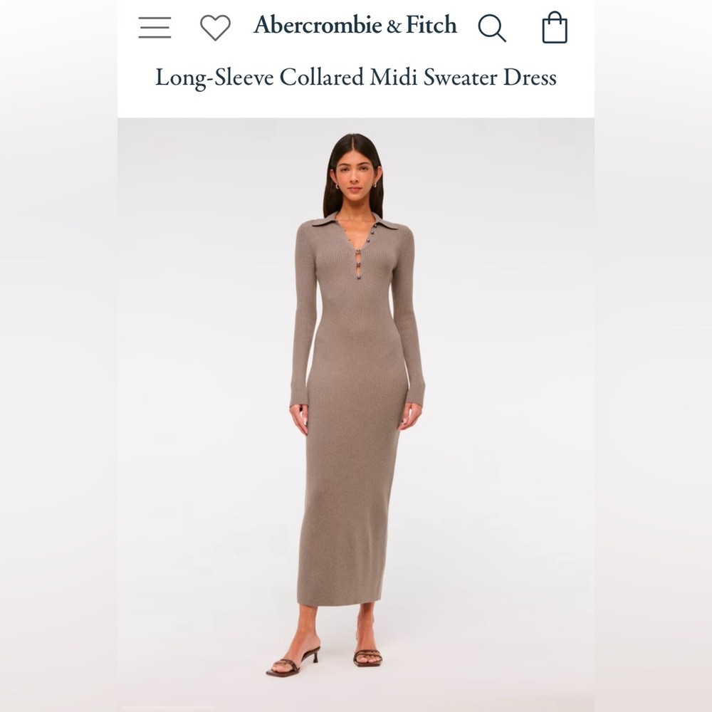 Abercrombie & Fitch long-sleeve collared midi sweater dress
